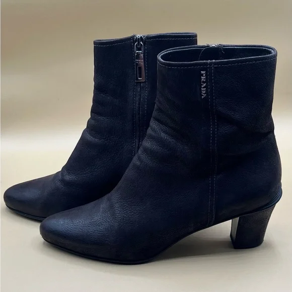 Prada Brown Leather Ankle Boots. Size 38 US 8 - Picture 3 of 12